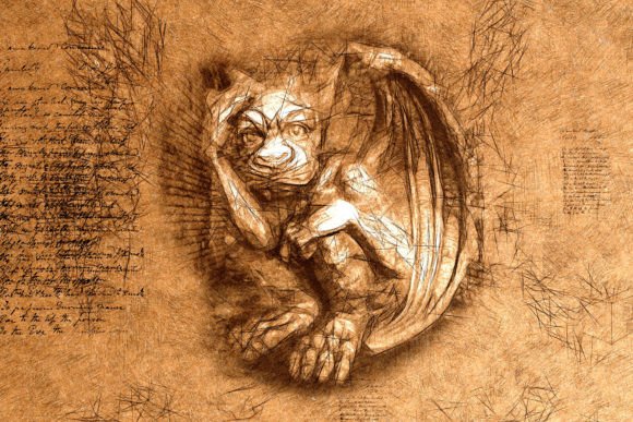 Printable Gargoyle Graphics Pack 09: Elevate Your Creative Projects with Unique Art