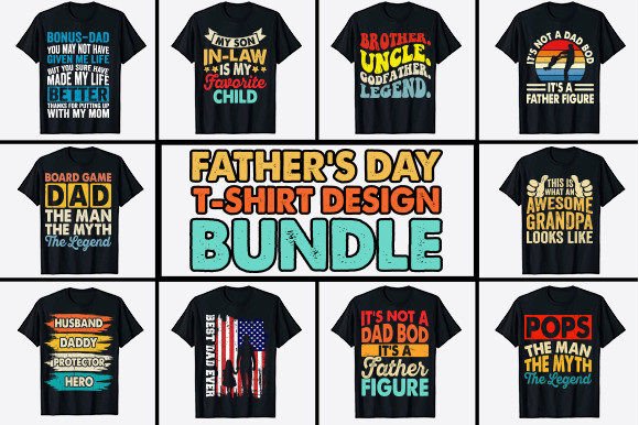 Unlock Creativity with the Funny Father’s Day and Grandpa Retro Vintage T-Shirt Design Bundle